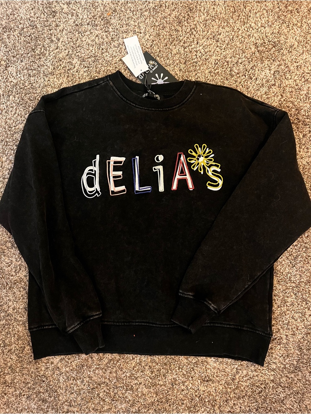 NWT dELiA*s for Target Black Logo Crewneck Sweatshirt